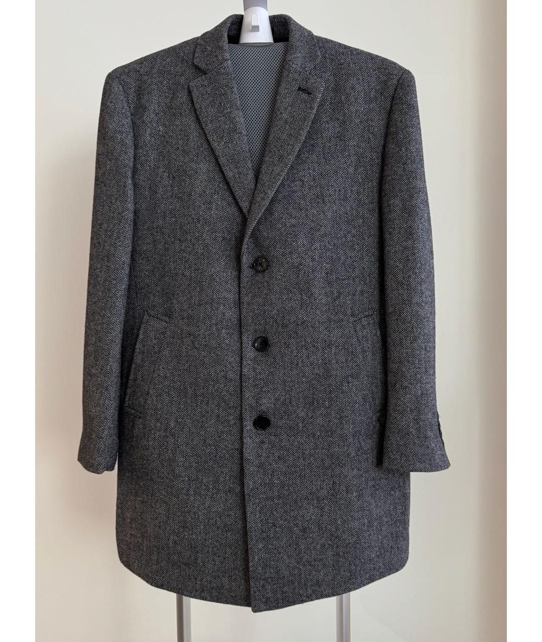 CALVIN KLEIN Серое шерстяное пальто, фото 9