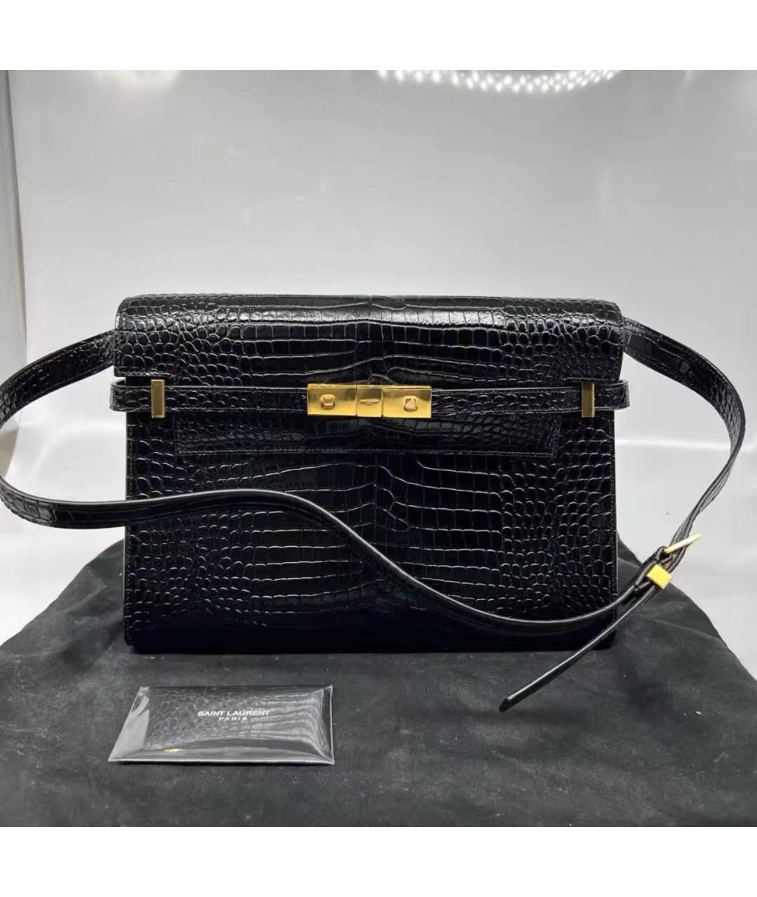 SAINT LAURENT Черная кожаная сумка через плечо, фото 8
