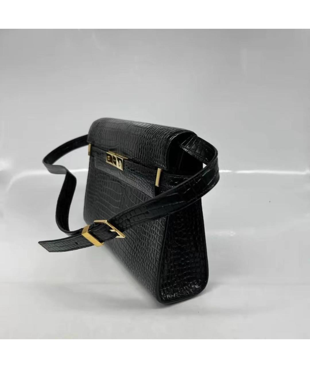 SAINT LAURENT Черная кожаная сумка через плечо, фото 6