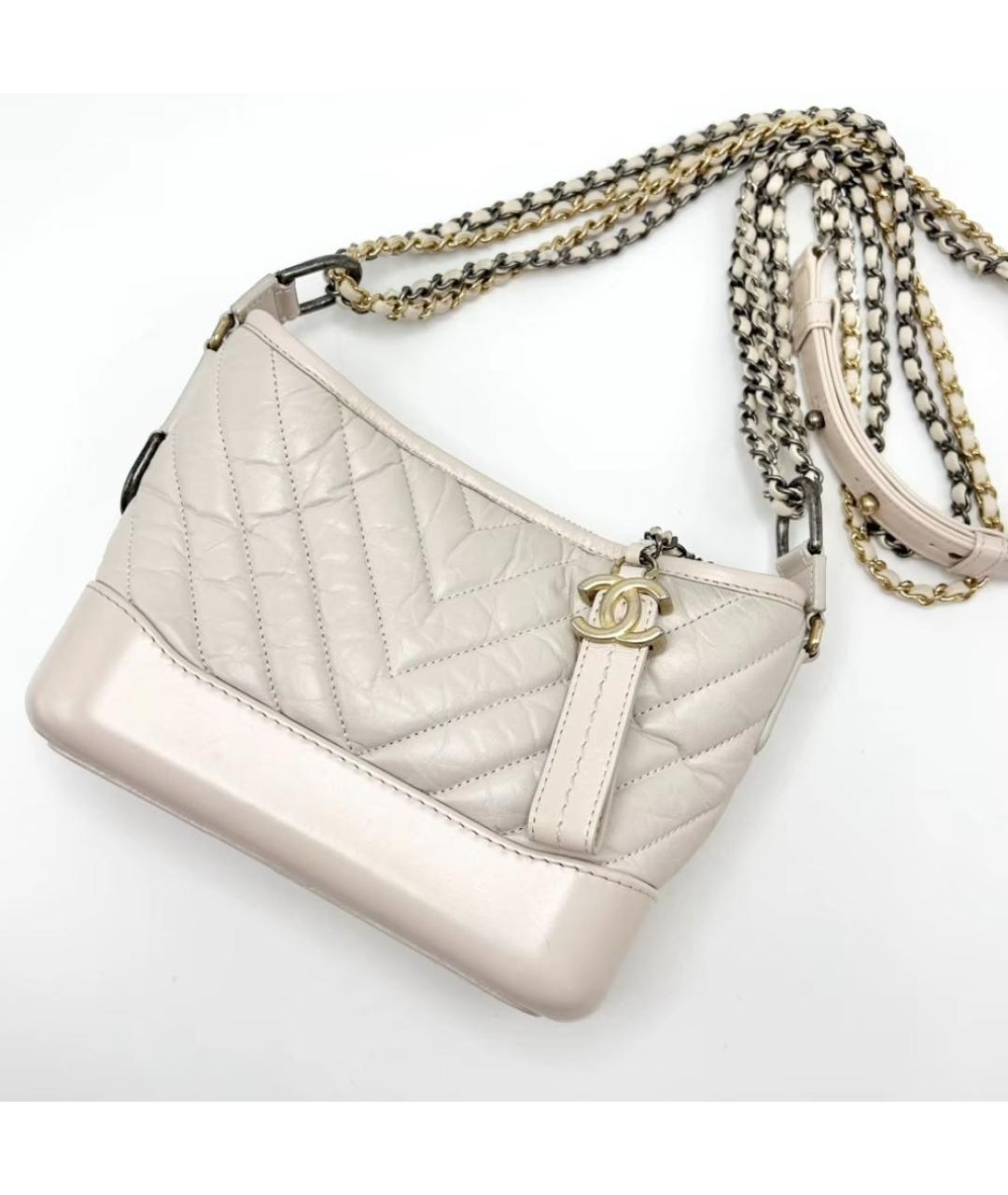 CHANEL Бежевая кожаная сумка через плечо, фото 7