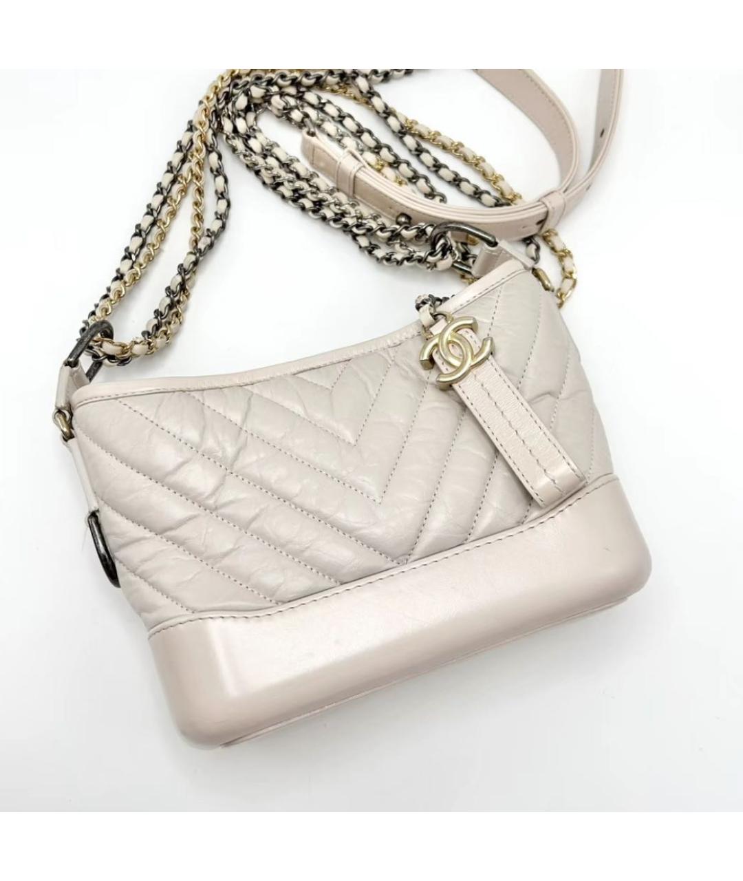 CHANEL Бежевая кожаная сумка через плечо, фото 4