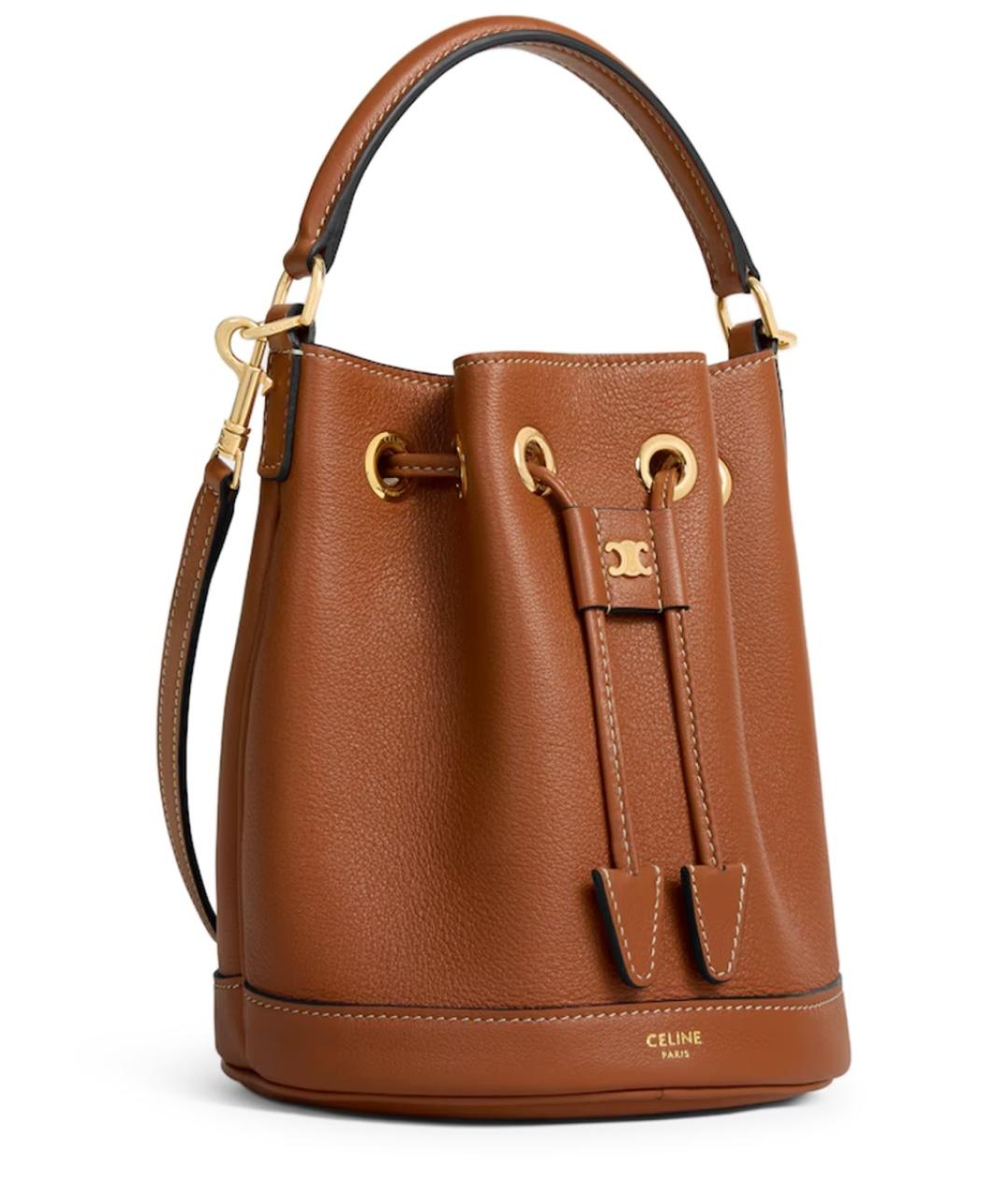 CELINE Коричневая кожаная сумка тоут, фото 3