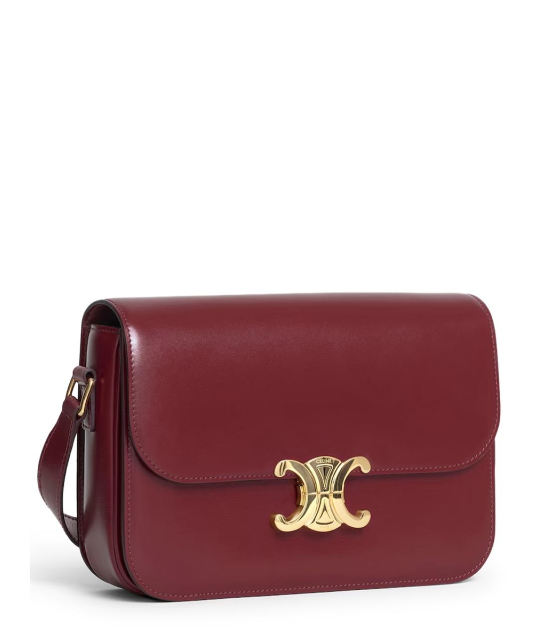 CELINE Бордовая кожаная сумка через плечо, фото 3