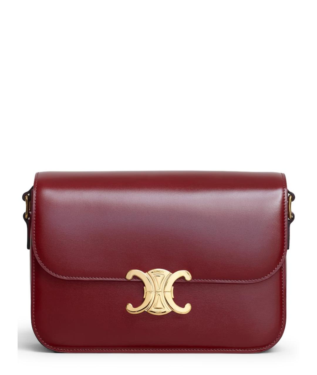 CELINE Бордовая кожаная сумка через плечо, фото 1