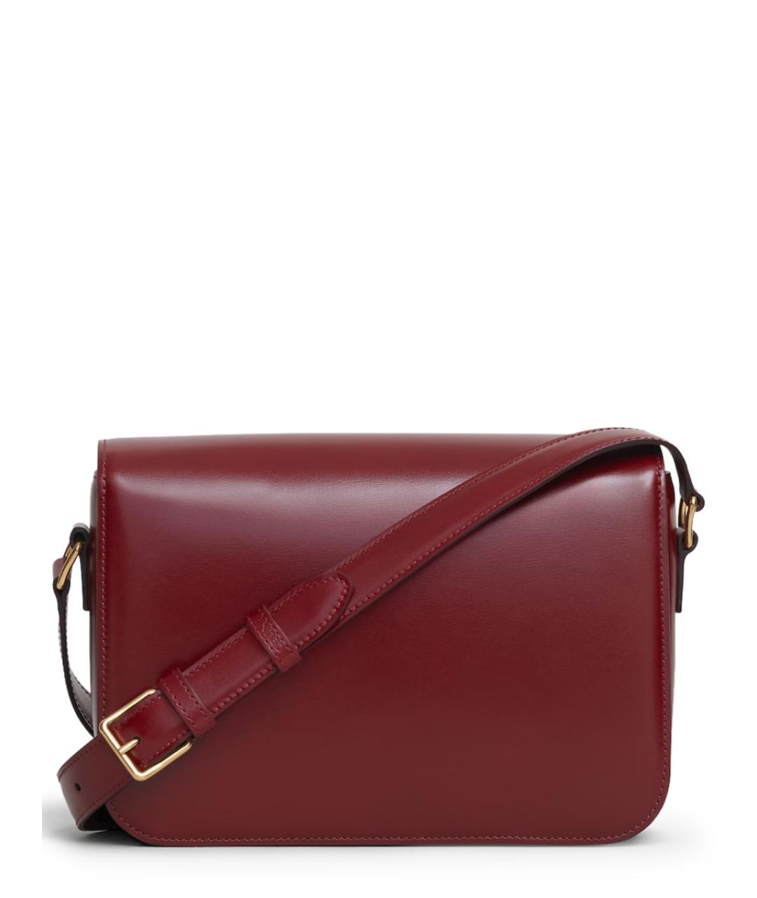 CELINE Бордовая кожаная сумка через плечо, фото 2