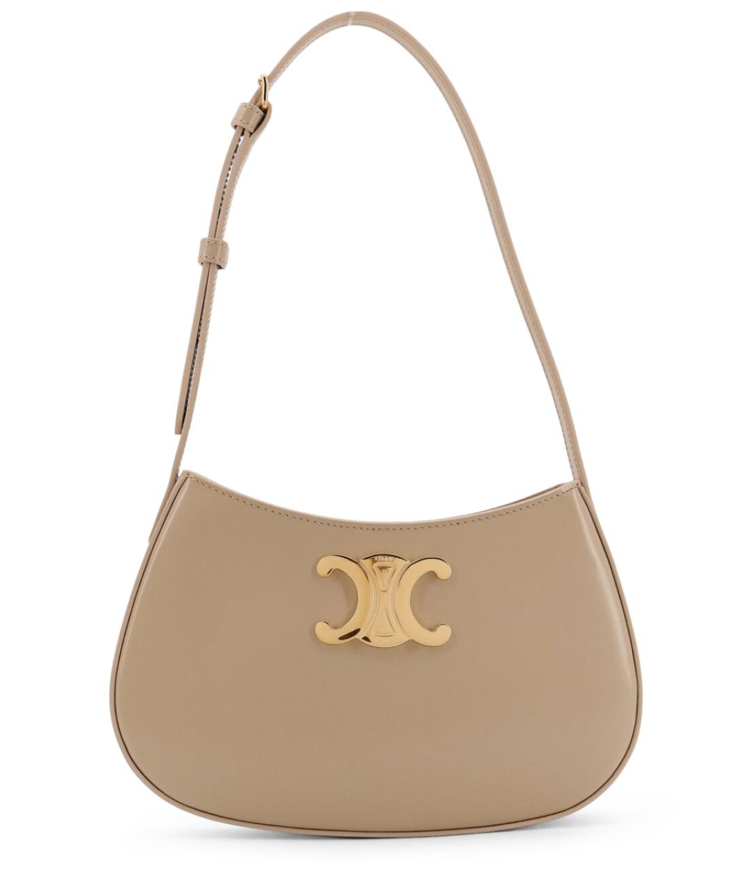 CELINE Бежевая кожаная сумка через плечо, фото 1