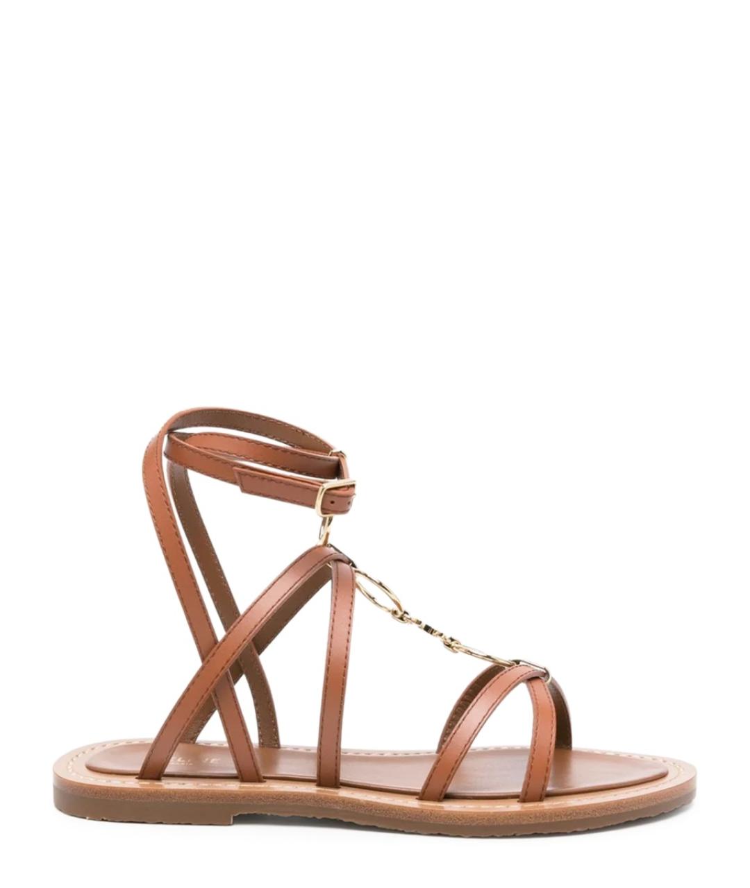 CELINE Коричневые кожаные сандалии, фото 1