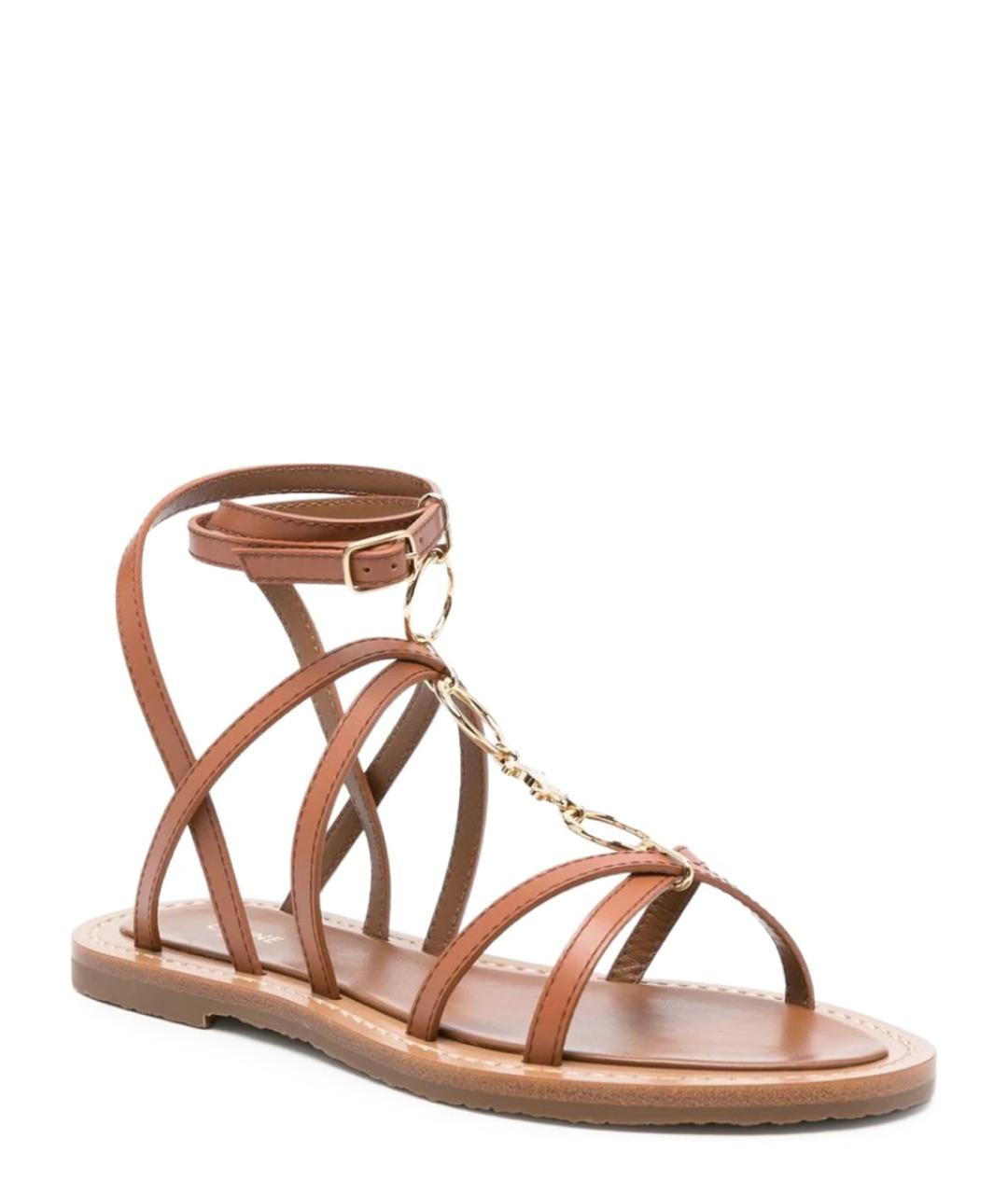 CELINE Коричневые кожаные сандалии, фото 2