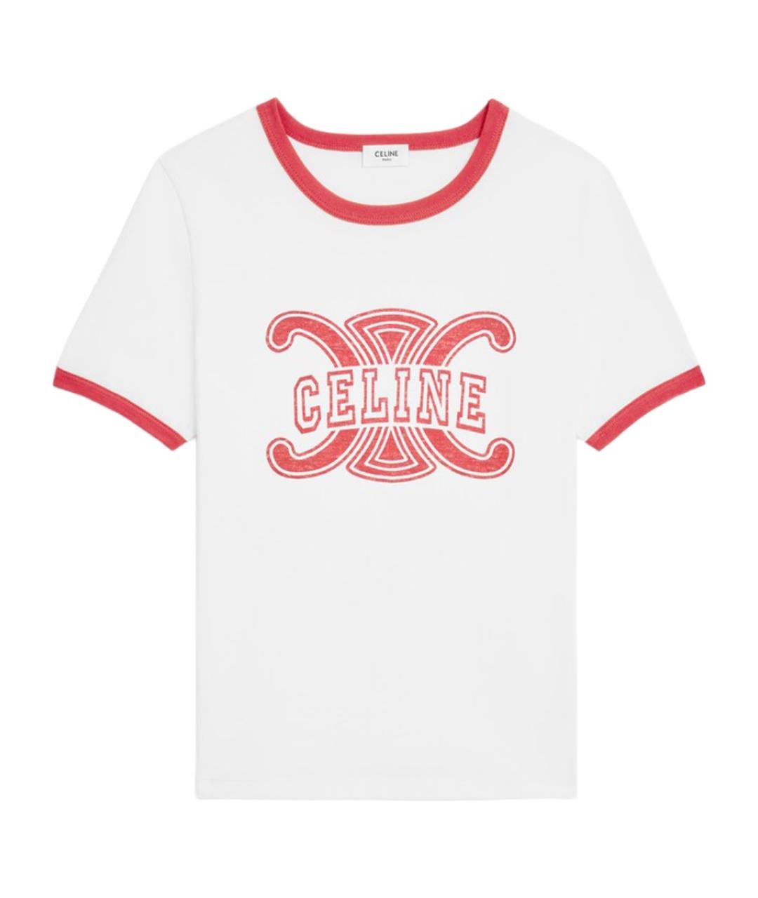CELINE Белая хлопковая футболка, фото 1