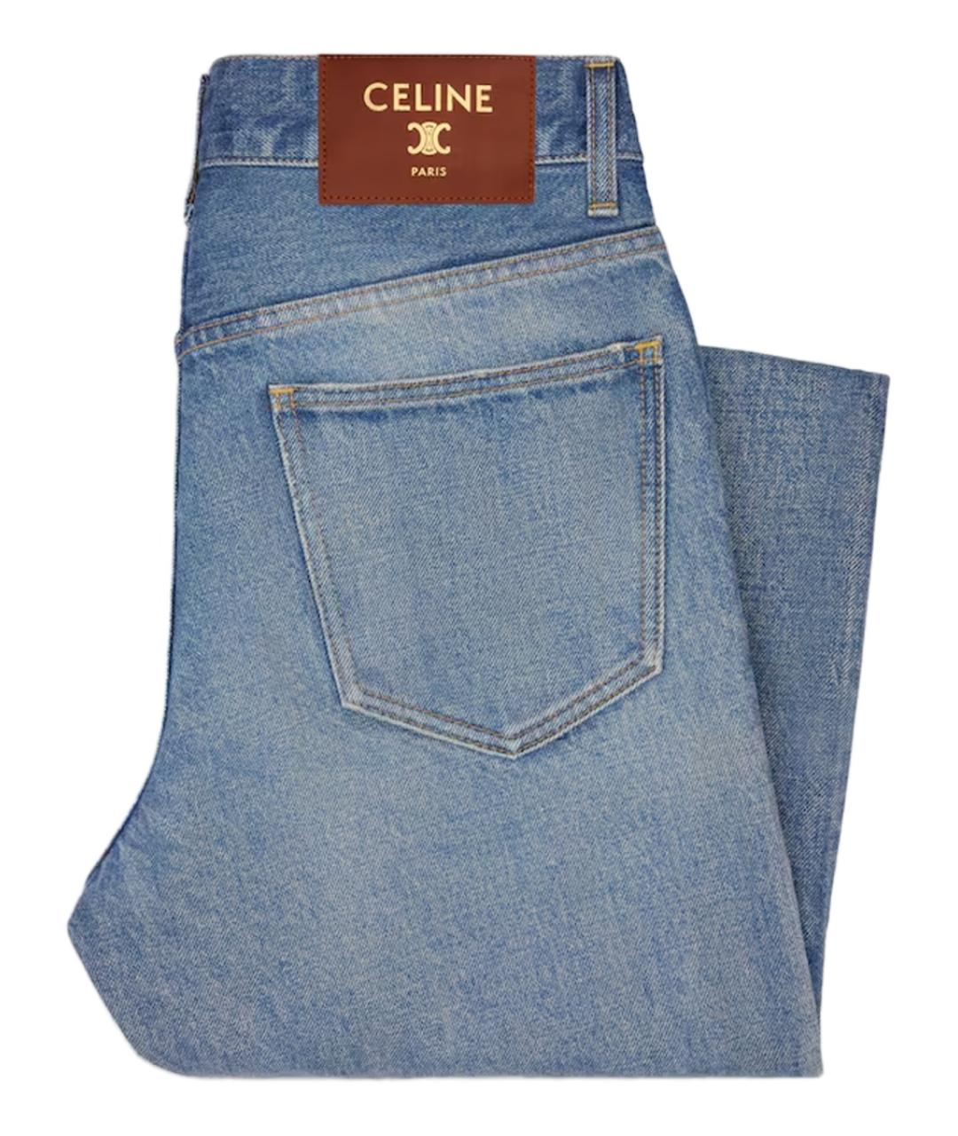 CELINE Голубые хлопковые прямые джинсы, фото 2
