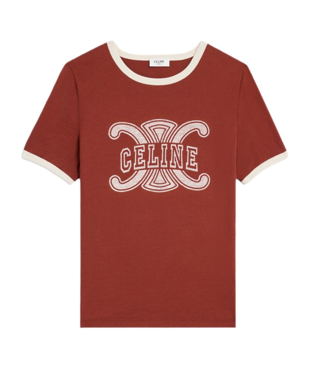 CELINE Красная хлопковая футболка, фото 1