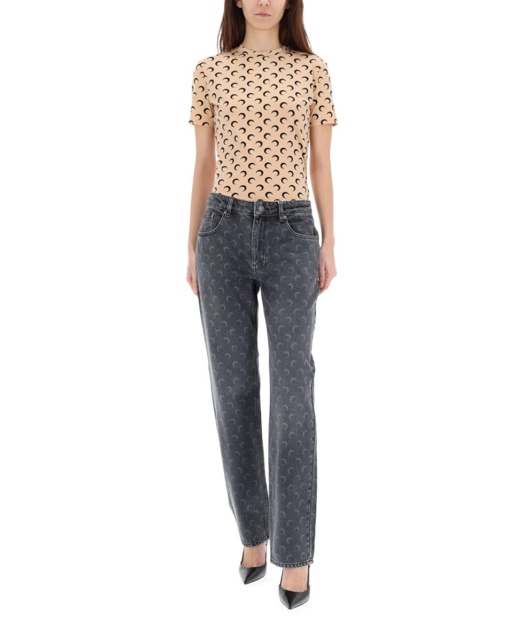 MARINE SERRE Бежевая полиамидовая футболка, фото 2