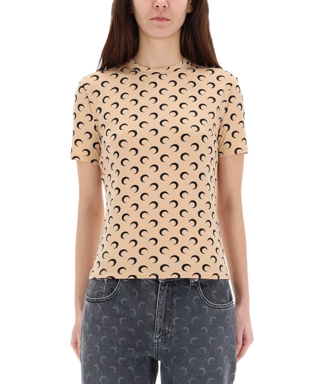 MARINE SERRE Бежевая полиамидовая футболка, фото 3