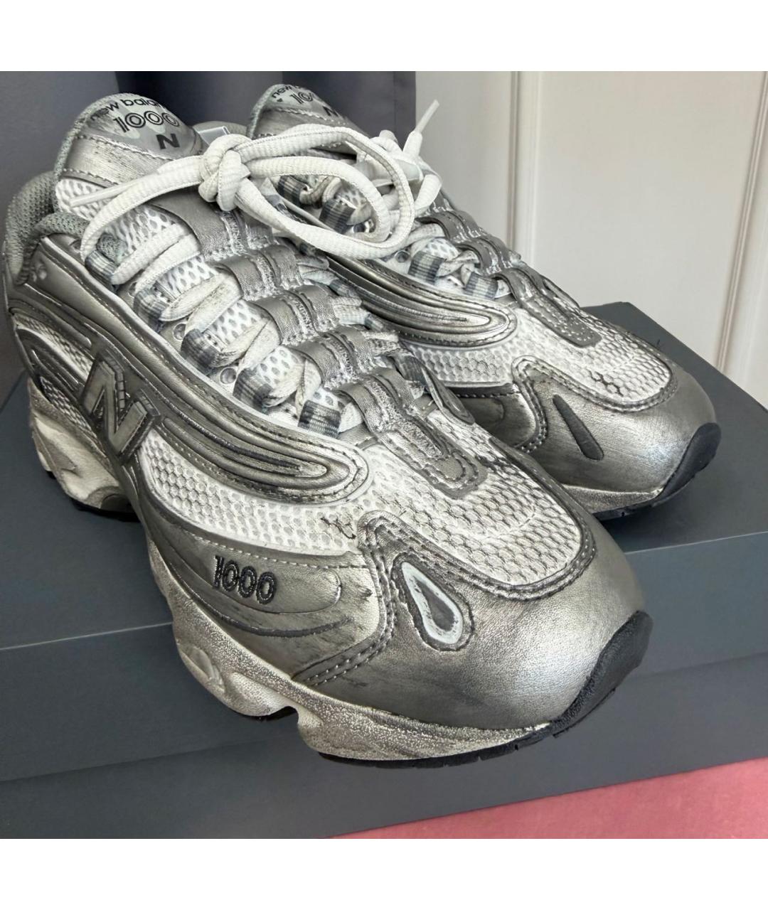 NEW BALANCE Серые текстильные низкие кроссовки / кеды, фото 4