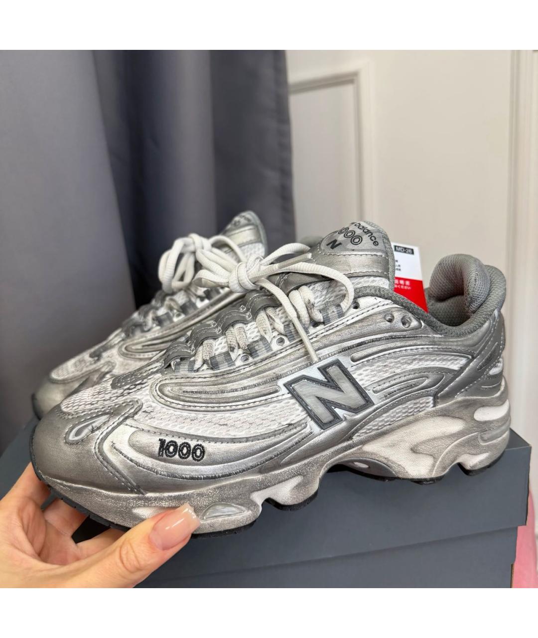 NEW BALANCE Серые текстильные низкие кроссовки / кеды, фото 3