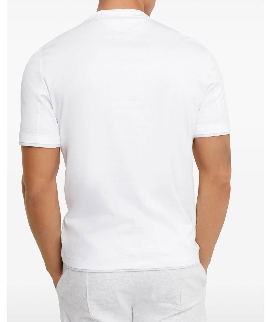 BRUNELLO CUCINELLI Белая хлопковая футболка, фото 2