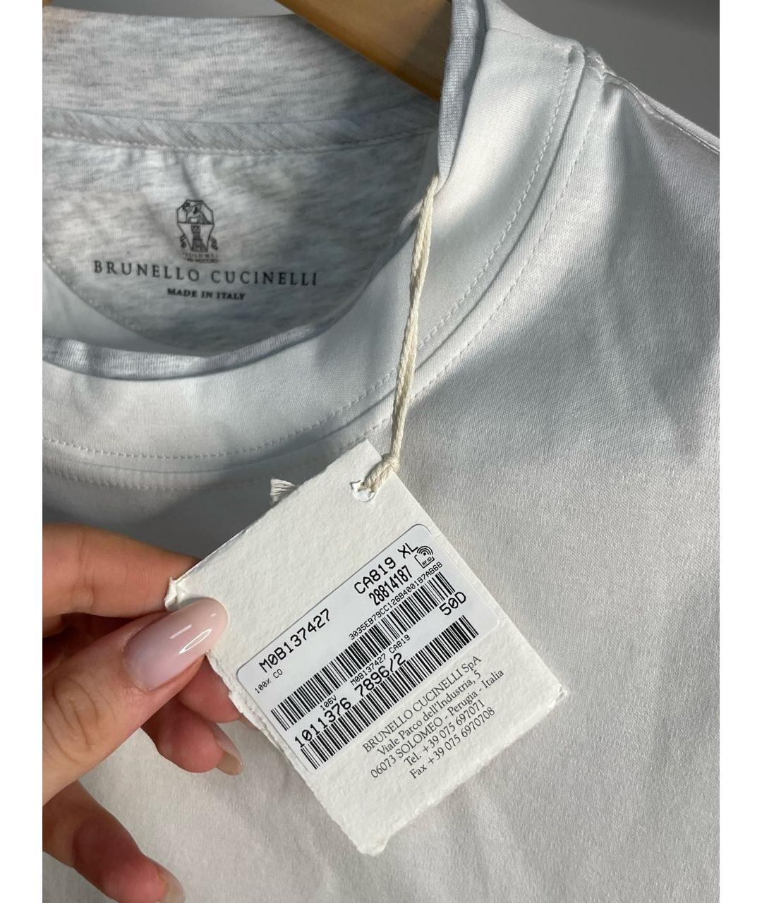 BRUNELLO CUCINELLI Белая хлопковая футболка, фото 3