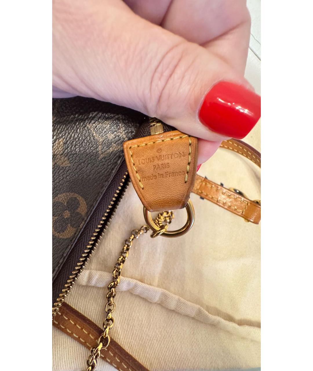 LOUIS VUITTON Коричневая кожаная сумка через плечо, фото 7