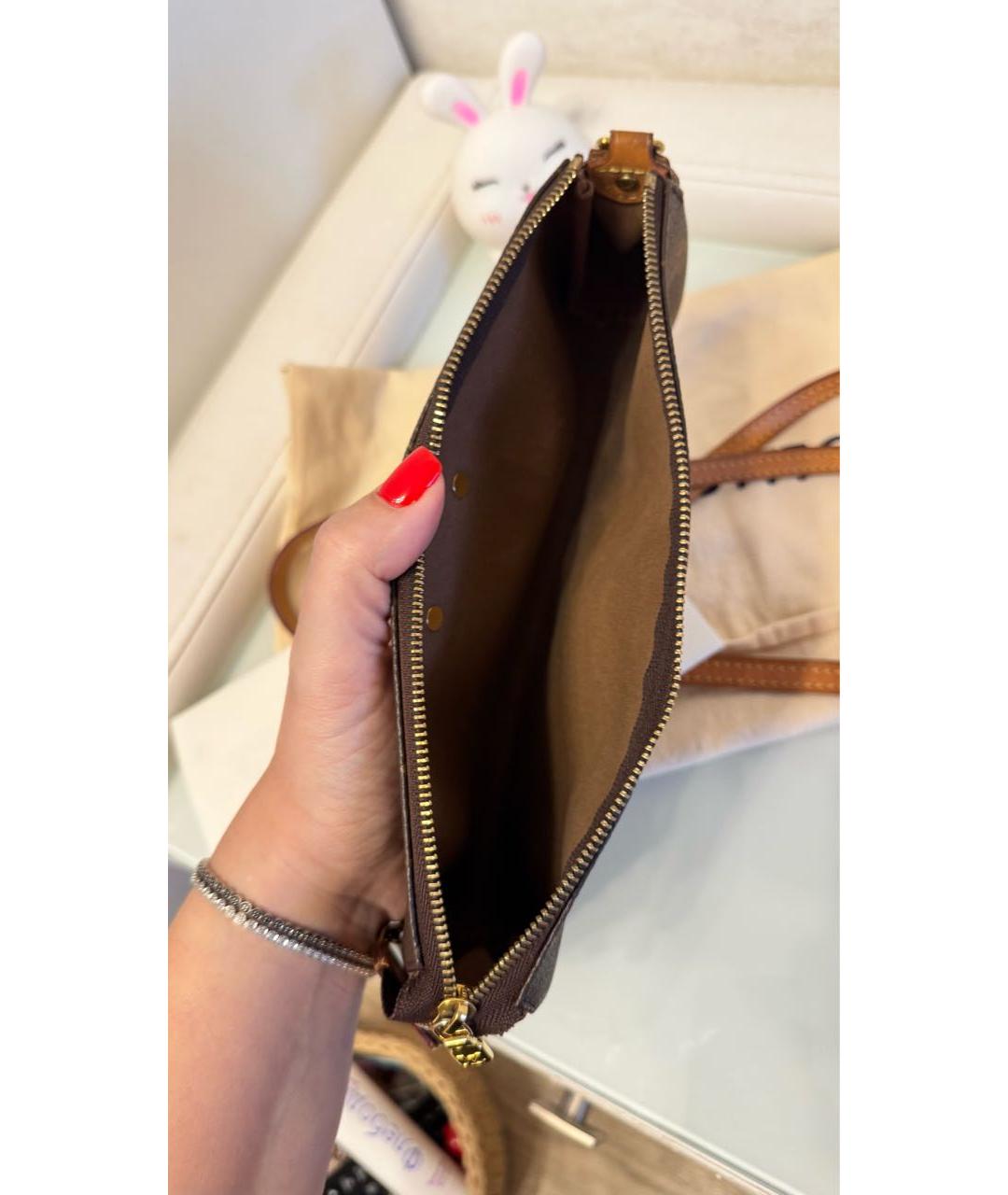 LOUIS VUITTON Коричневая кожаная сумка через плечо, фото 3