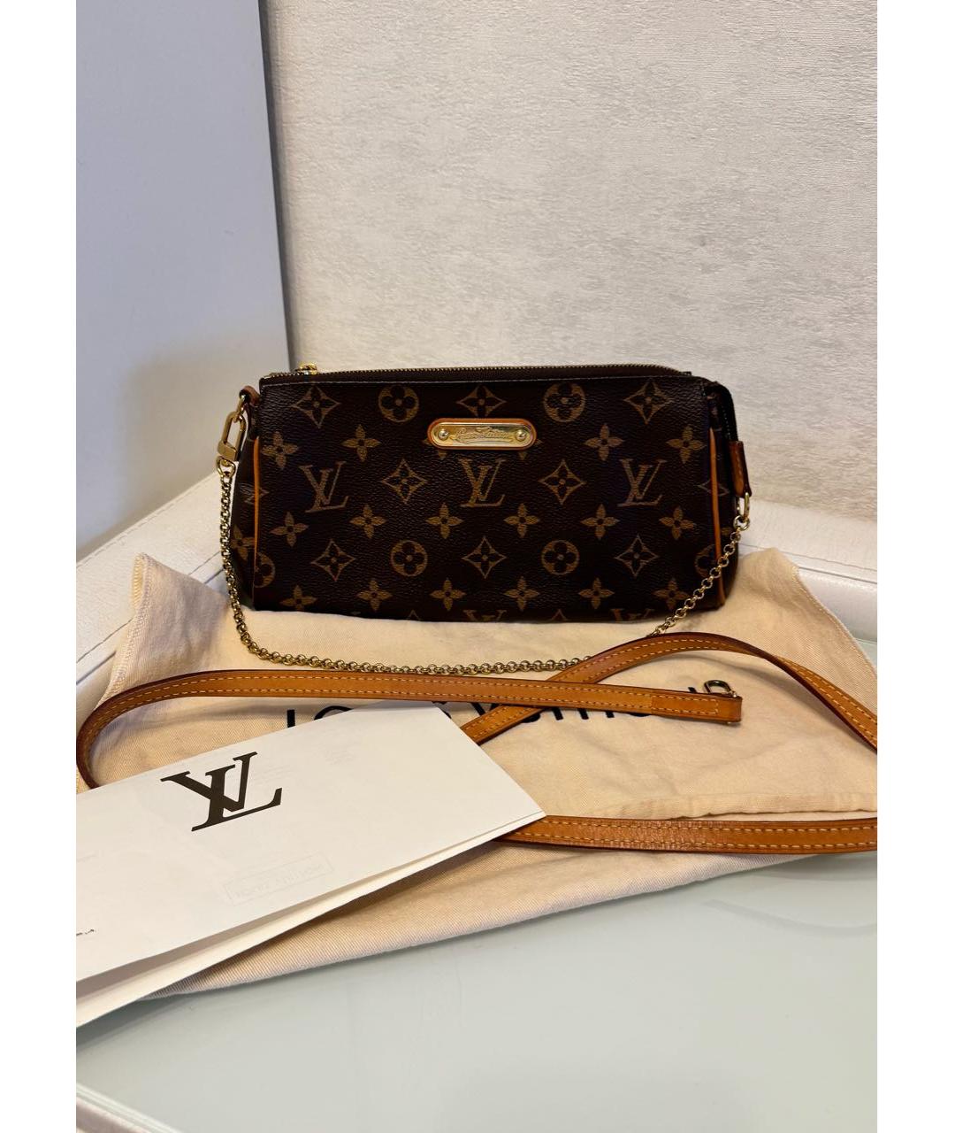 LOUIS VUITTON Коричневая кожаная сумка через плечо, фото 8