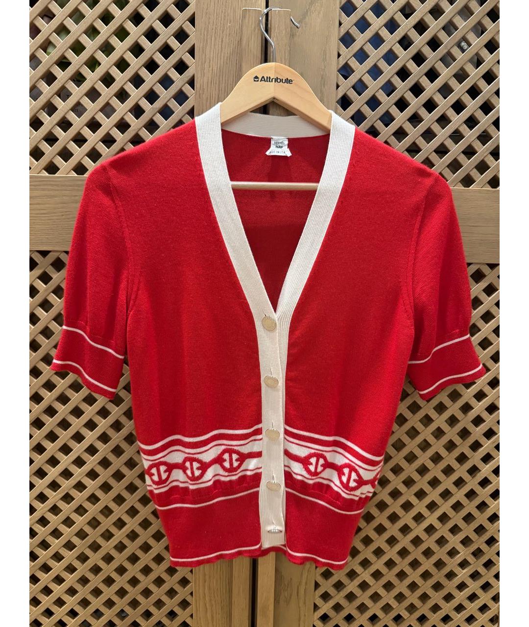 HERMES Красный хлопковый кардиган, фото 3