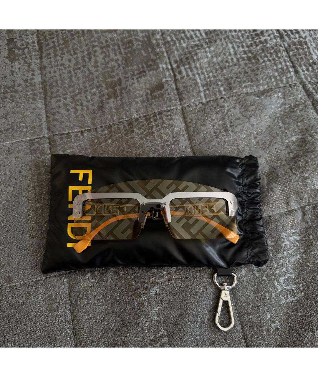 FENDI Желтые металлические солнцезащитные очки, фото 5