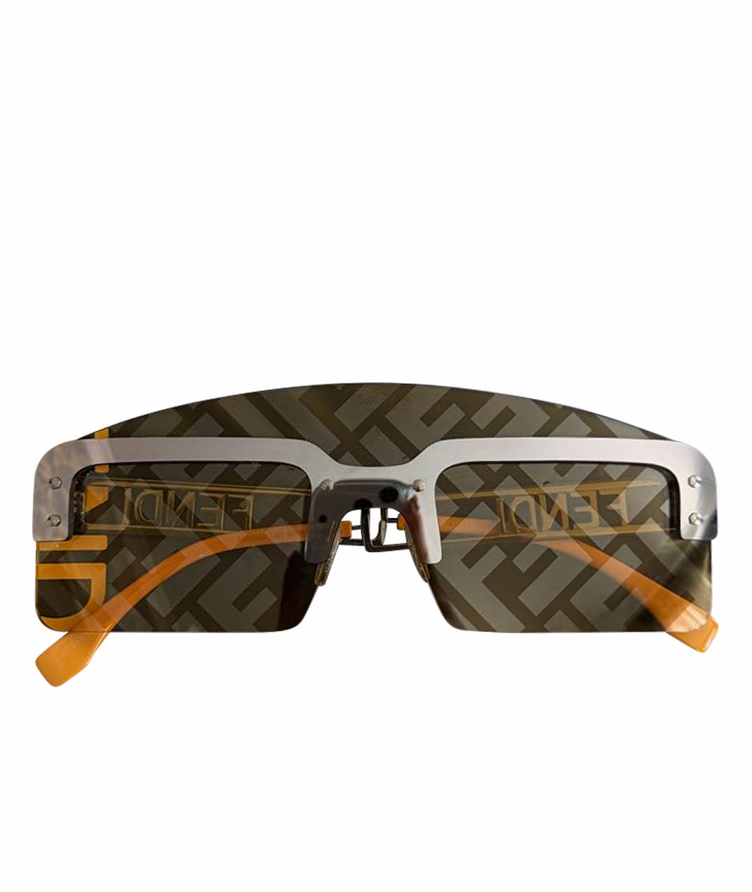 FENDI Желтые металлические солнцезащитные очки, фото 1