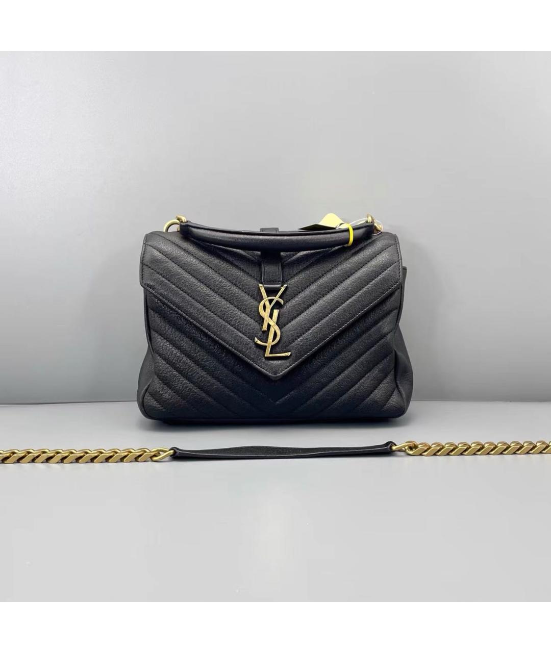 SAINT LAURENT Черная кожаная сумка через плечо, фото 9