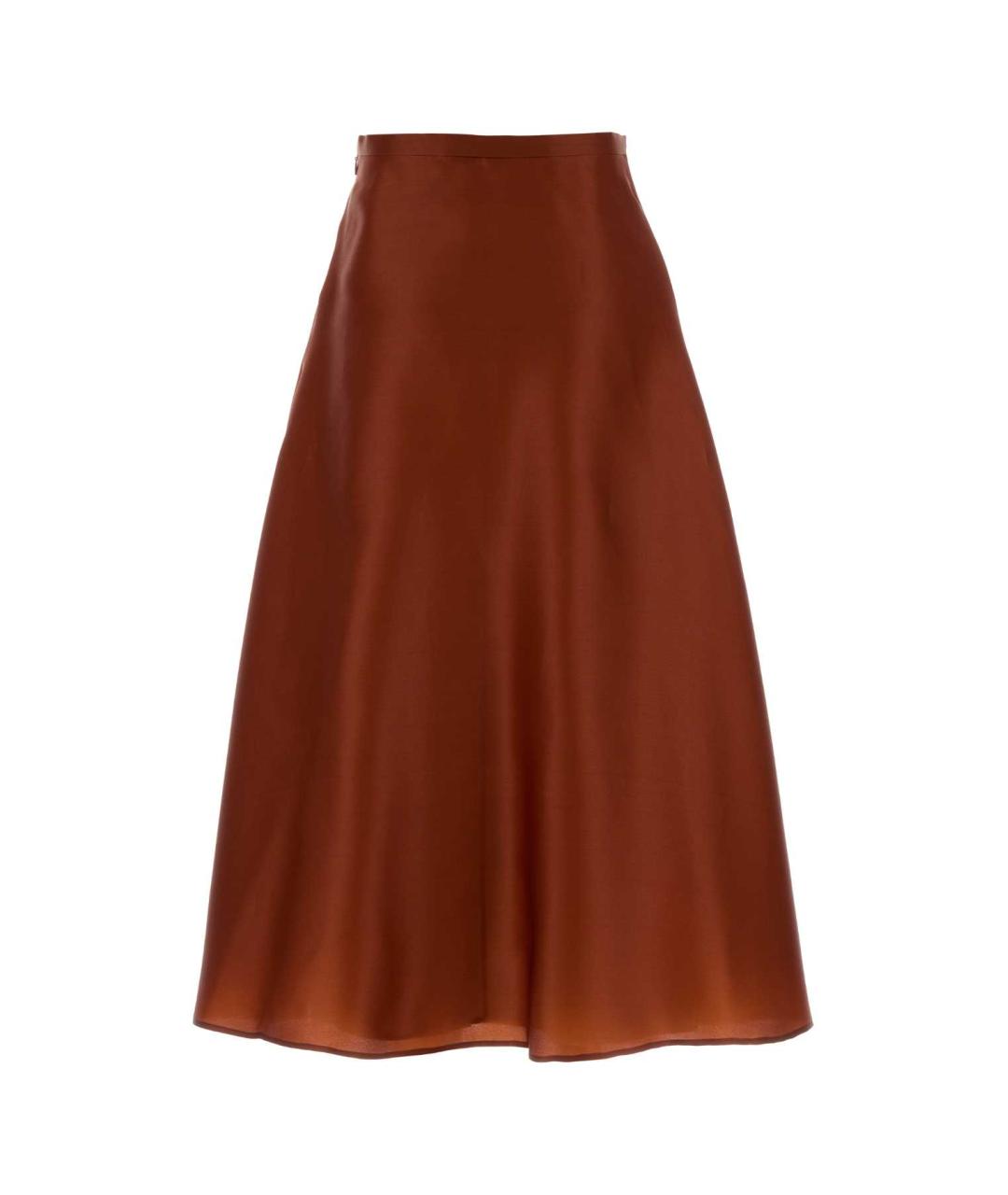 ALBERTA FERRETTI Оранжевая шелковая юбка миди, фото 2