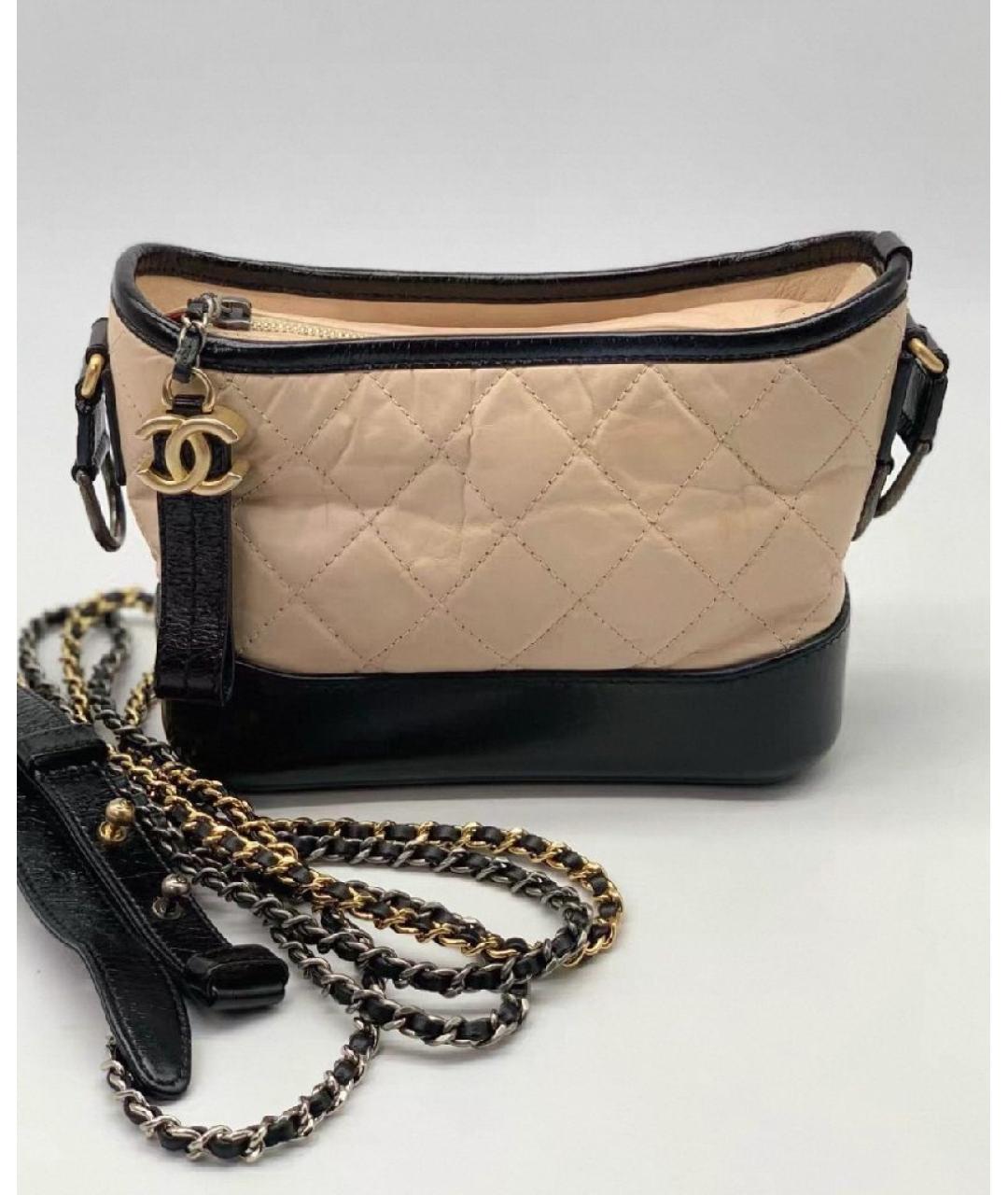 CHANEL Бежевая кожаная сумка через плечо, фото 4