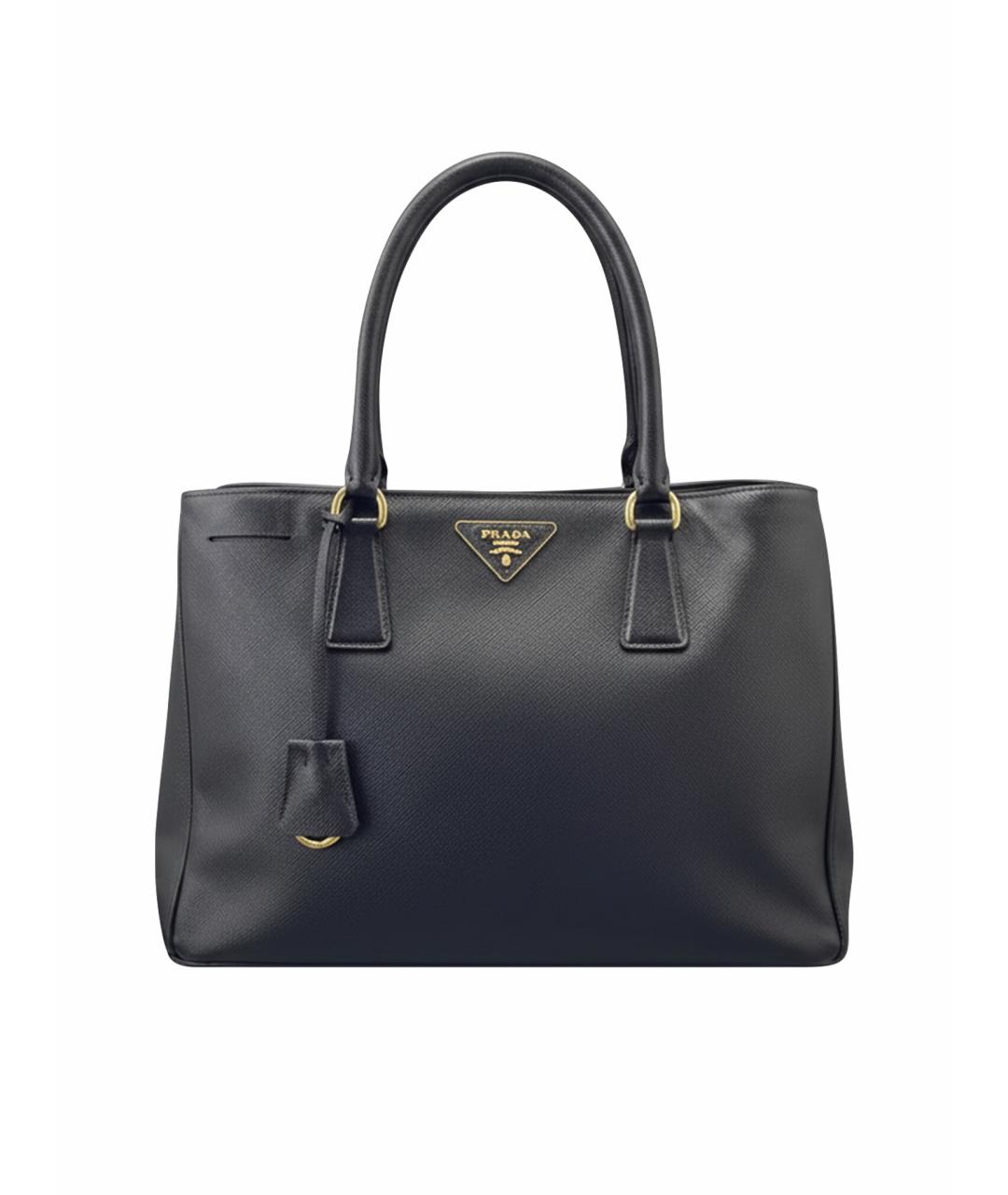 PRADA Черная кожаная сумка с короткими ручками, фото 1