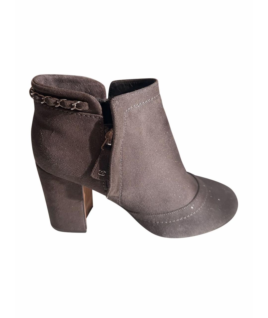 CHANEL Серые замшевые ботильоны, фото 1