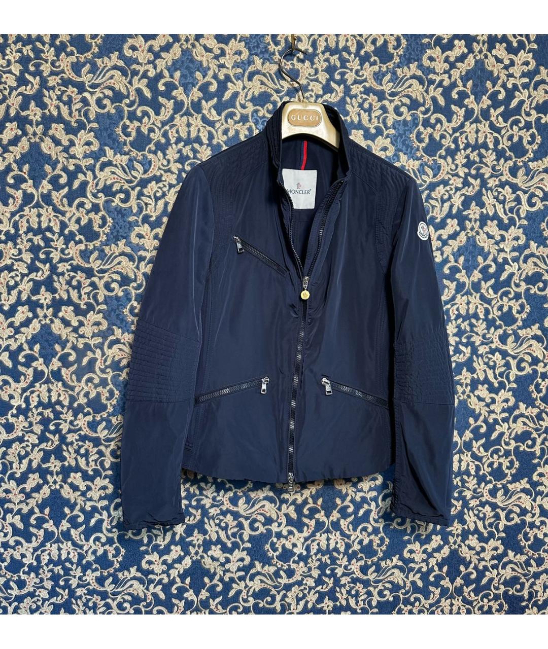 MONCLER Синий полиэстеровый тренч/плащ, фото 3