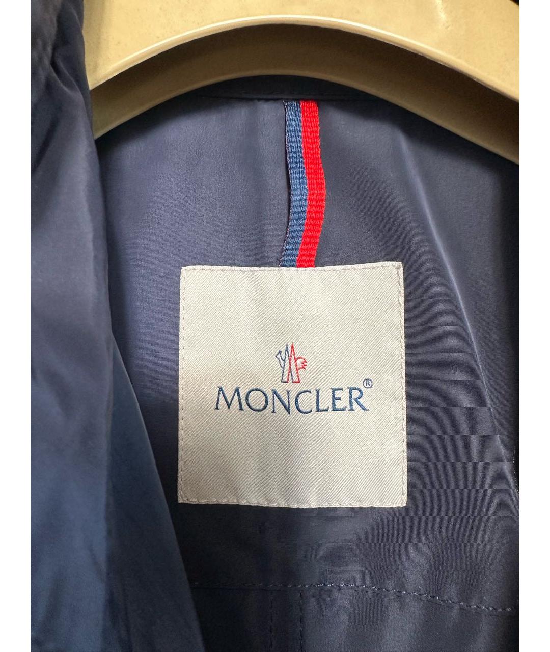 MONCLER Синий полиэстеровый тренч/плащ, фото 6