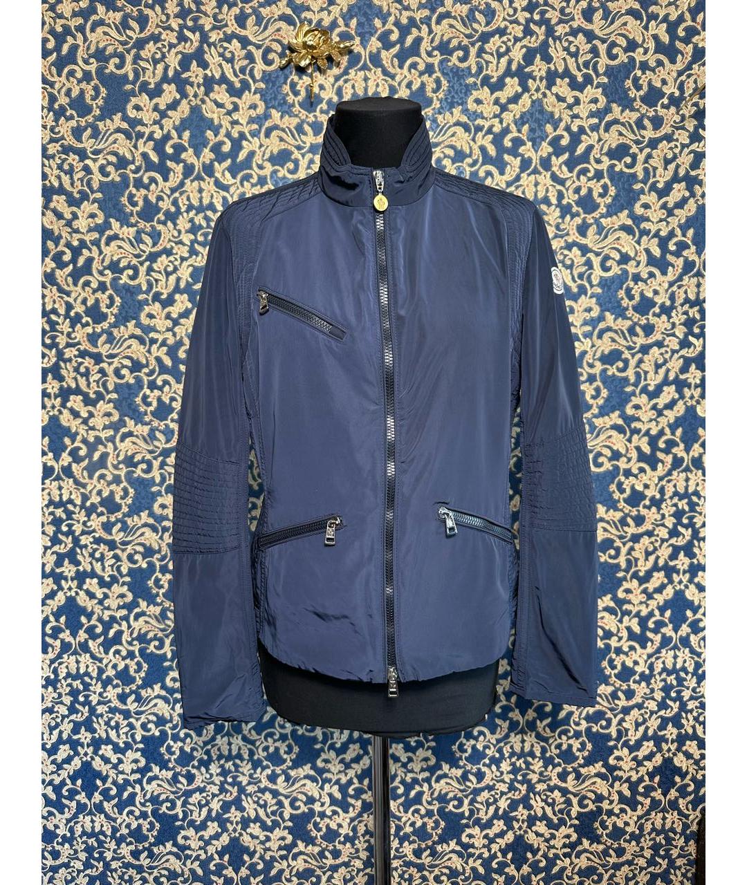 MONCLER Синий полиэстеровый тренч/плащ, фото 9