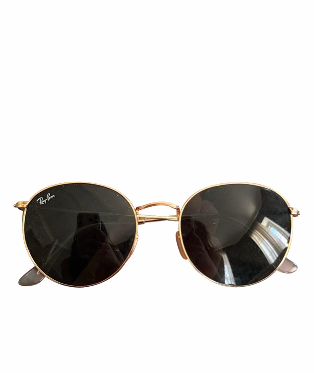 RAY BAN Коричневые металлические солнцезащитные очки, фото 1