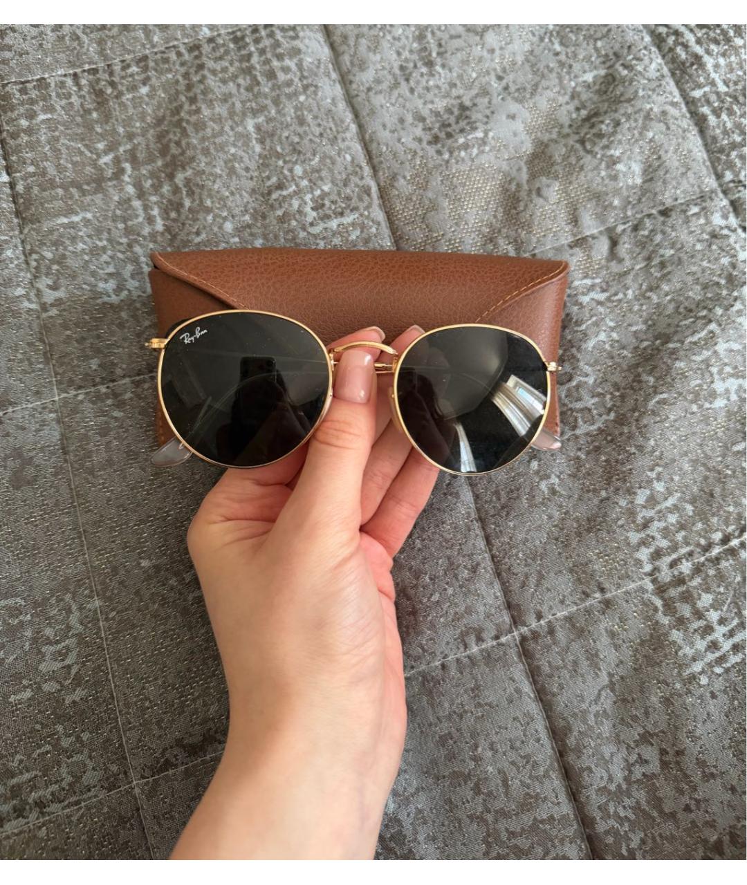 RAY BAN Коричневые металлические солнцезащитные очки, фото 5