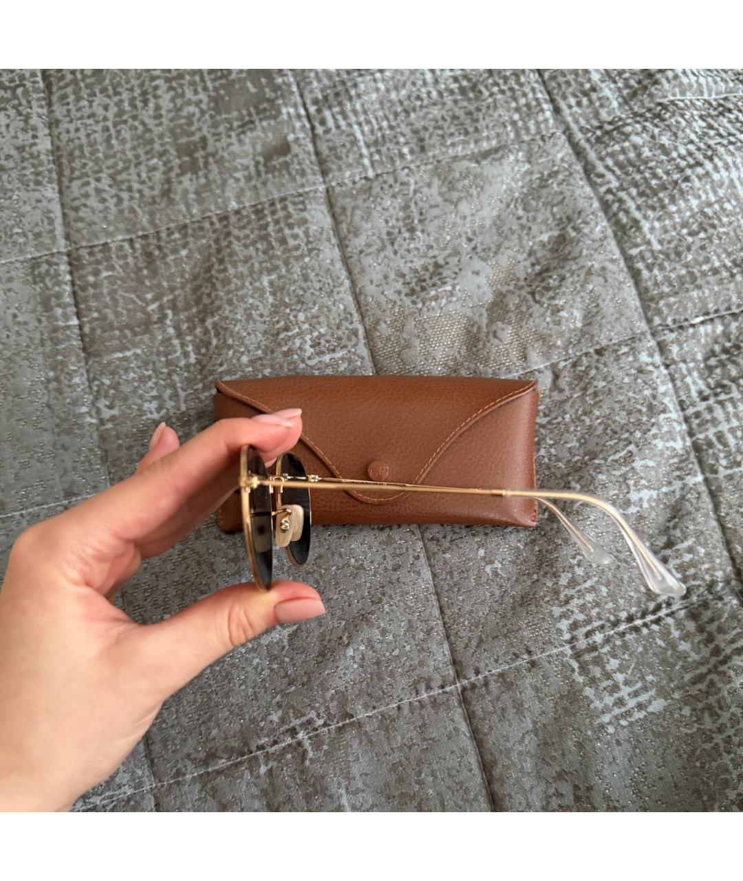 RAY BAN Коричневые металлические солнцезащитные очки, фото 3