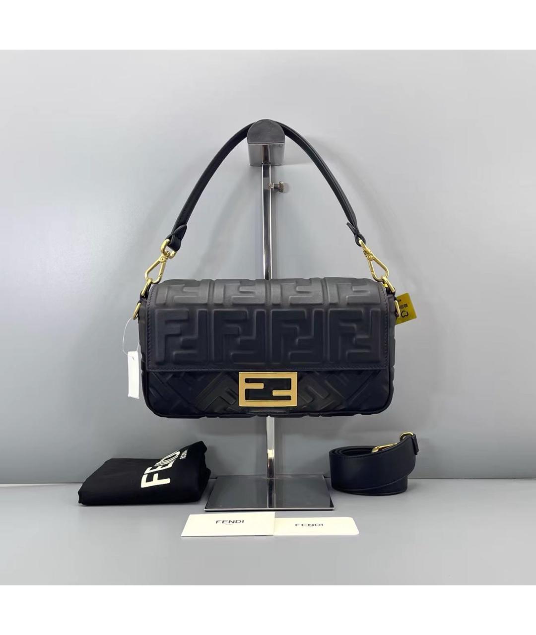 FENDI Черная кожаная сумка через плечо, фото 7