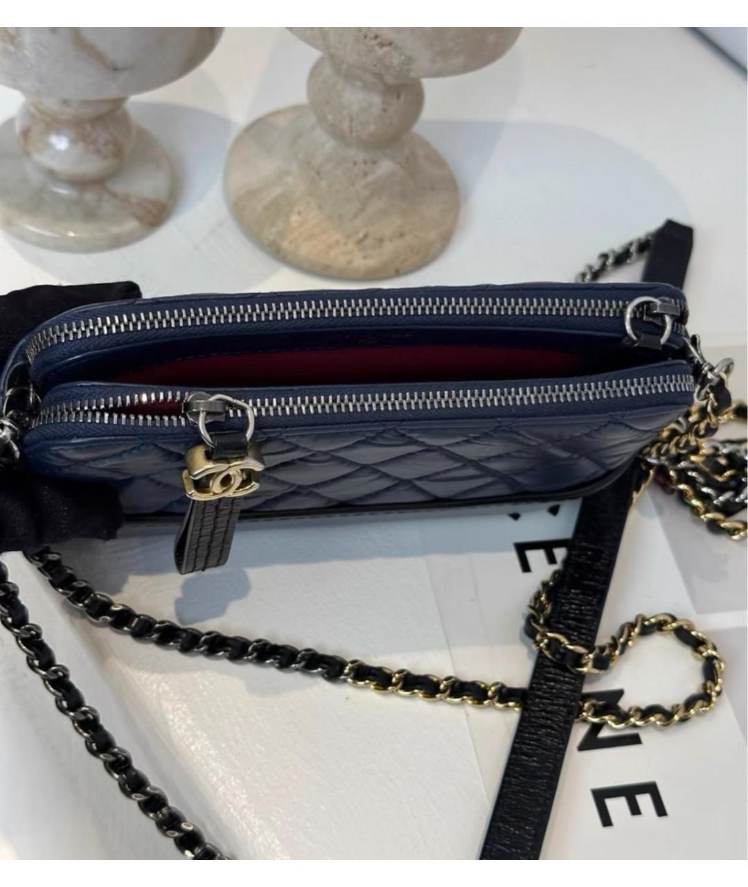 CHANEL Синяя кожаная сумка через плечо, фото 5