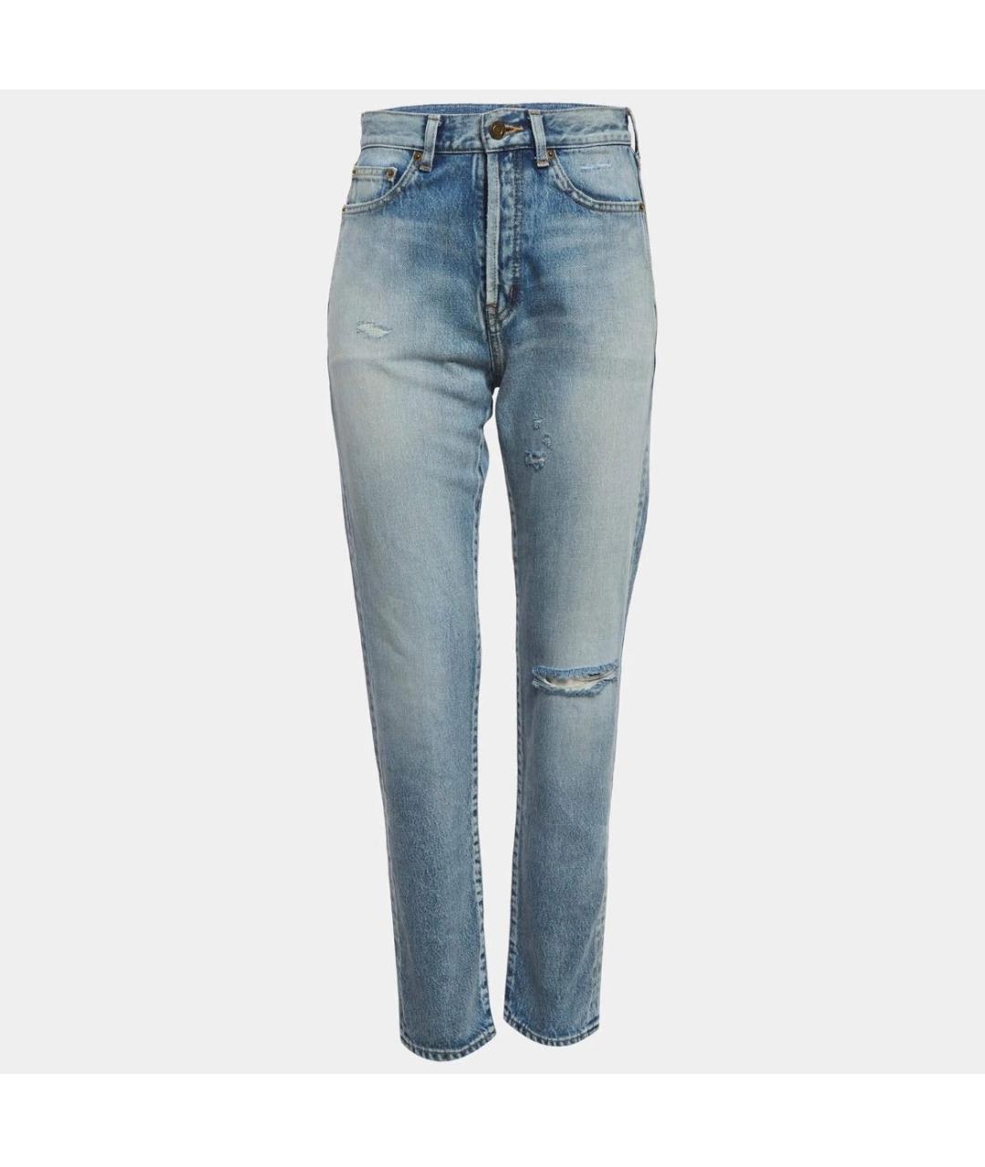 SAINT LAURENT Голубые хлопковые джинсы слим, фото 6