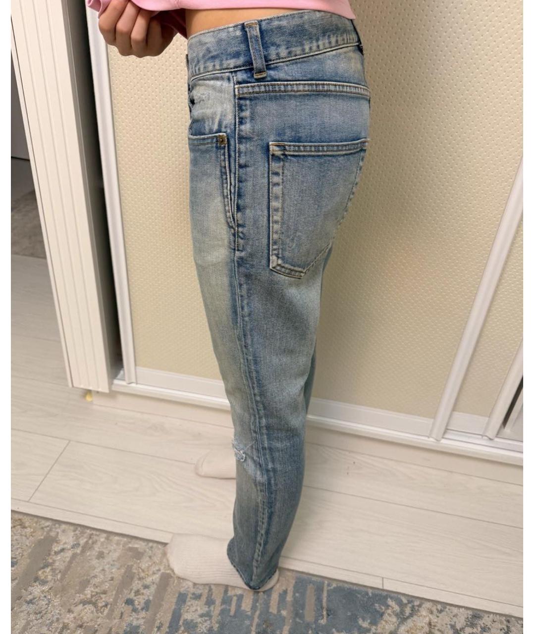 SAINT LAURENT Голубые хлопковые джинсы слим, фото 5