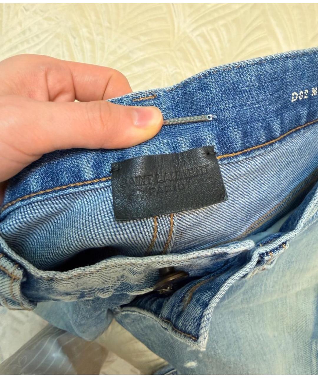 SAINT LAURENT Голубые хлопковые джинсы слим, фото 4