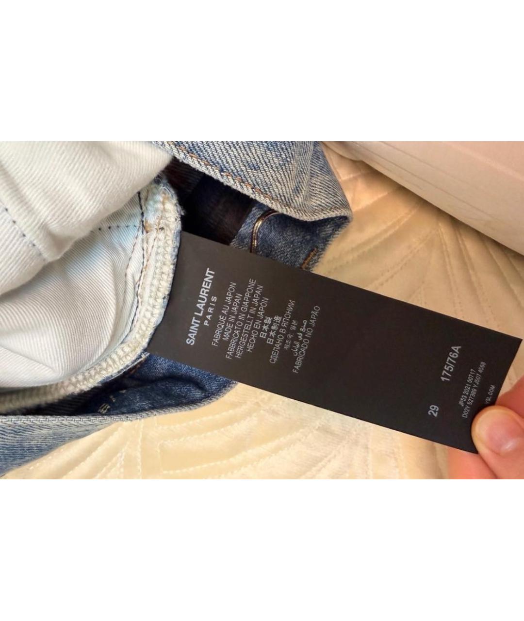 SAINT LAURENT Голубые хлопковые джинсы слим, фото 3