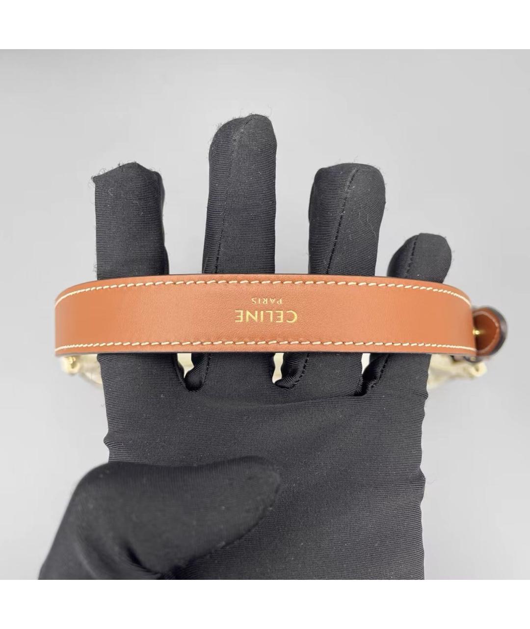 CELINE Бежевая кожаная сумка с короткими ручками, фото 7