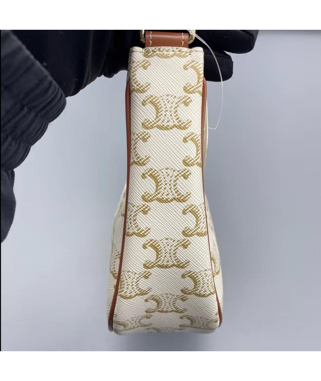 CELINE Бежевая кожаная сумка с короткими ручками, фото 3