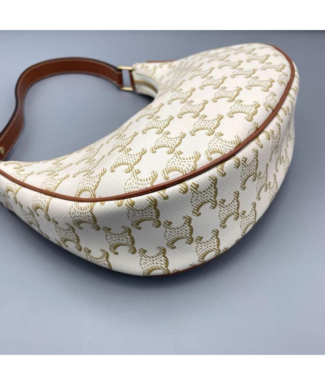 CELINE Бежевая кожаная сумка с короткими ручками, фото 5