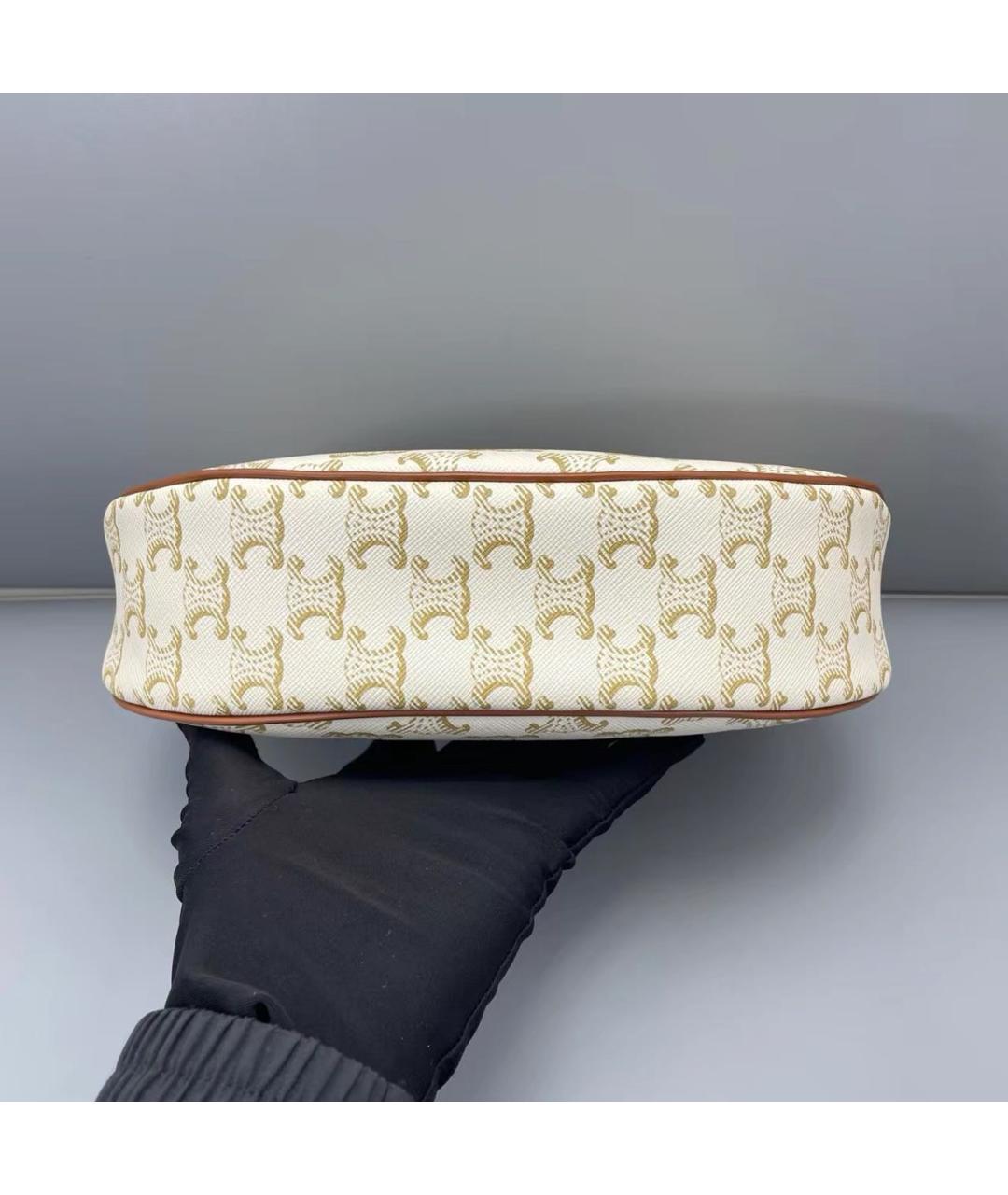 CELINE Бежевая кожаная сумка с короткими ручками, фото 4