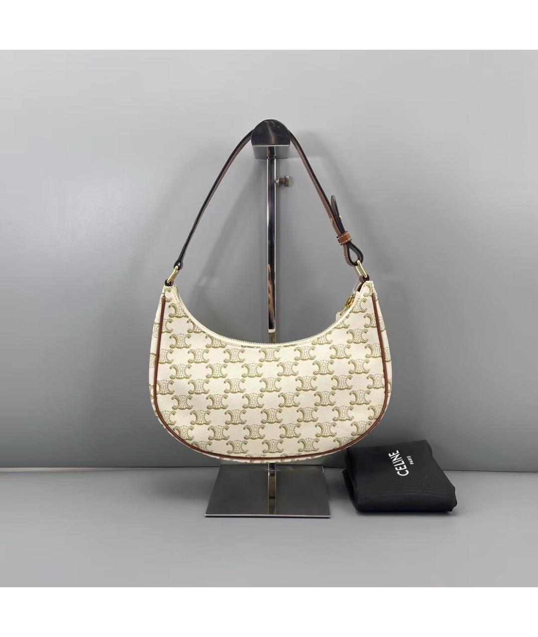 CELINE Бежевая кожаная сумка с короткими ручками, фото 8