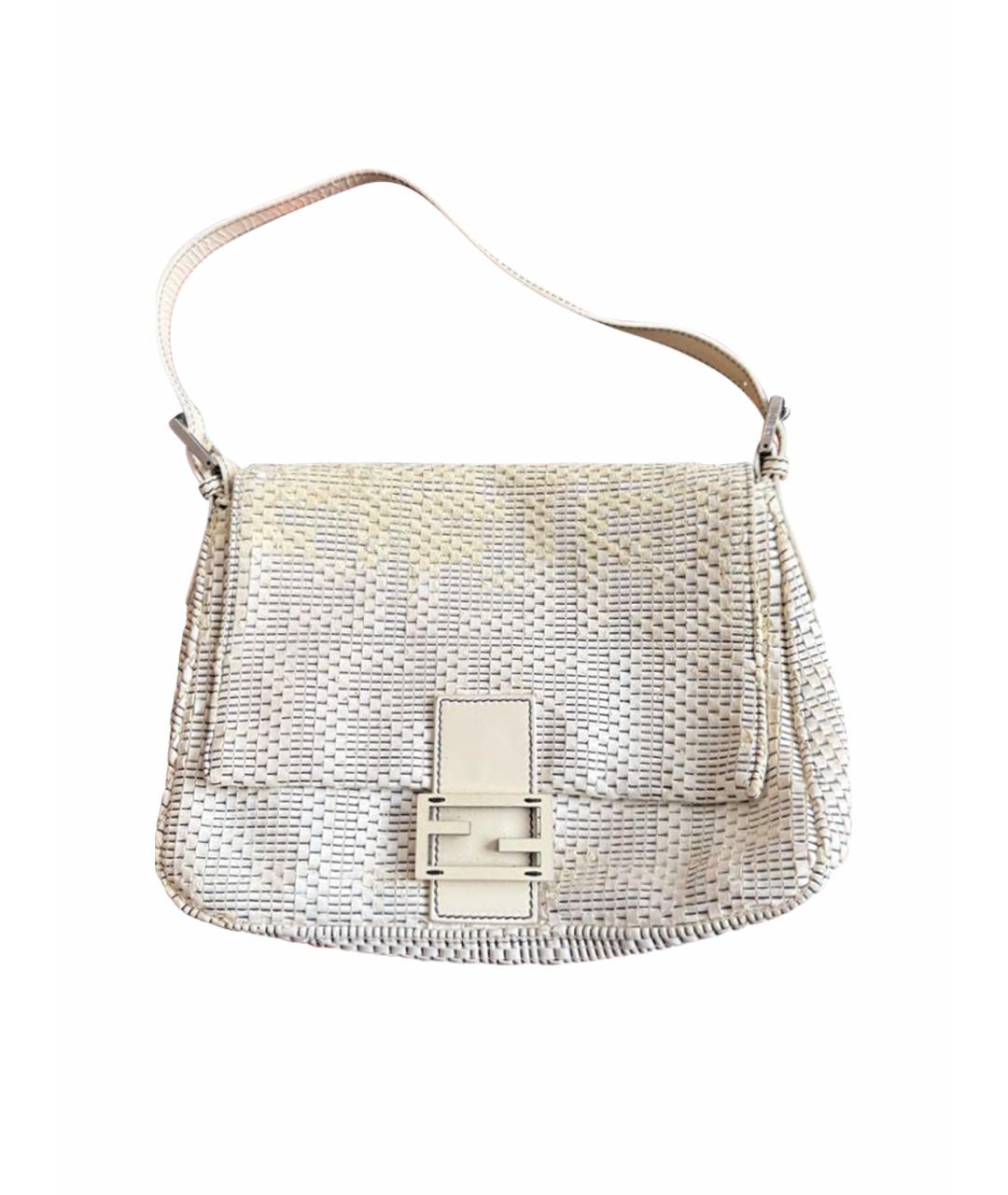 FENDI Белая сумка с короткими ручками из лакированной кожи, фото 1